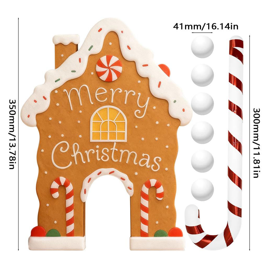 Christmas Gingerbread Golf Game Set W/ Candy Cane Club & 6 Balls Xmas Golf Gingerbread House Kit for Family Holiday Party Decor