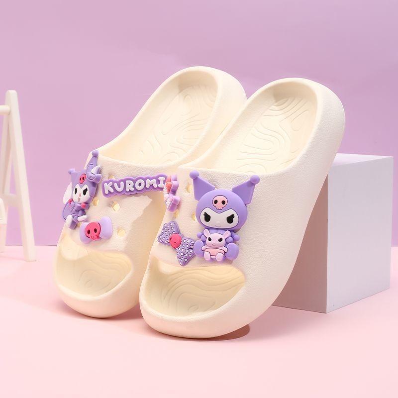 

Adorable Cartoon Girls Slide Sandals With Soft Eva Material For Comfortable Indoor Use OffWhite Kuromi,39-40