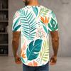Mens Plus Size Round Neck Short Sleeve T Shirt White Fruit Leaf Printed Casual Tops