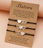 3pcs Trendy Heart-shaped Bracelet For Women Creative Wax Wire Braided Bracelet Jewelry Gifts For Friends(with Cardboard)