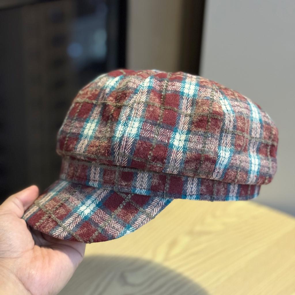 Octagonal Hat for Women Casually Going Out on The Street with Big Head and Face Little Painter's Newsboy Hat Fashionable and Versatile