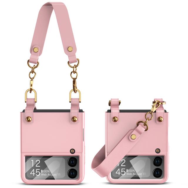 Ultradünne Matte Handtaschenhülle mit Handschlaufe für Samsung Galaxy Z Flip 3 Hülle Stoßfeste Abdeckung mit kleiner Glasfolie für Flip3