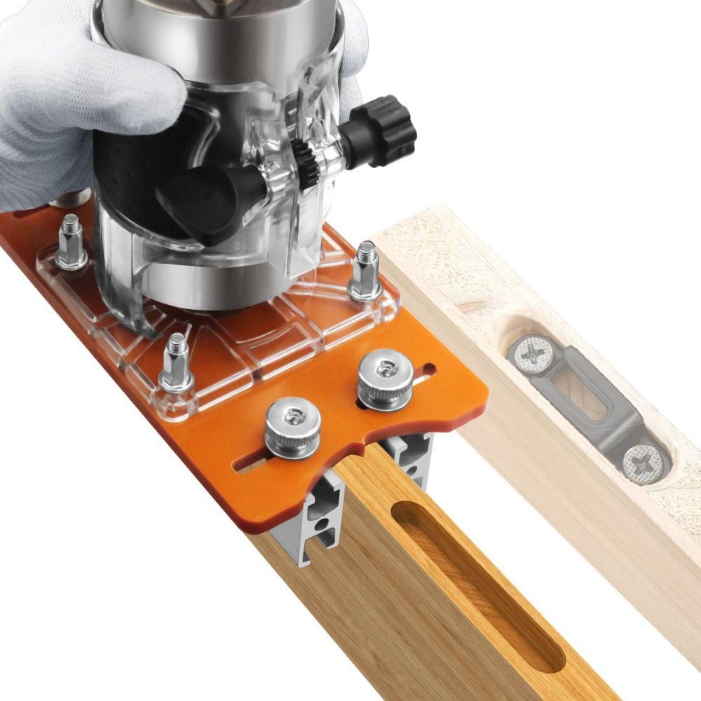 Woodworking Router Slotting Locator Adjustable Invisible Fasteners 2 in 1 Router Base Efficient Aluminum Alloy Slotting Bracket