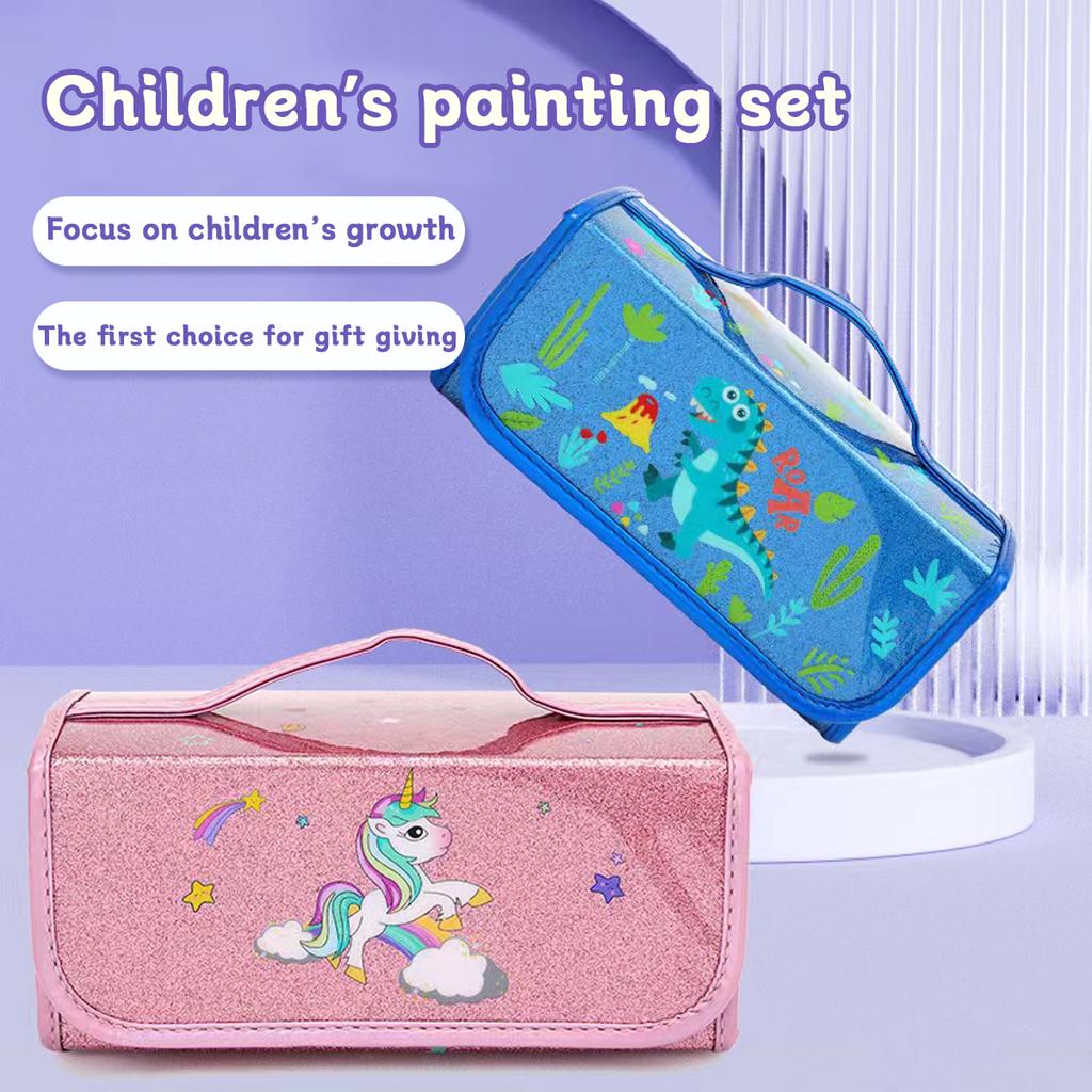 Kawaii Tragbare Tragetasche mit großem Fassungsvermögen Set enthält Farbstift Markerstift Zeichnen Graffiti Schreibwaren Gutes Geschenk für Kinder