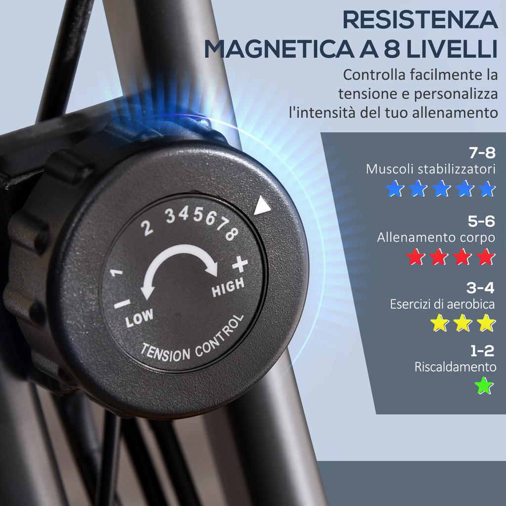 Cyclette Pieghevole 2-in-1 con Resistenza Magnetica a 8 Livelli, Elastico per Braccia, Sensore di Battito Cardiaco, Verde