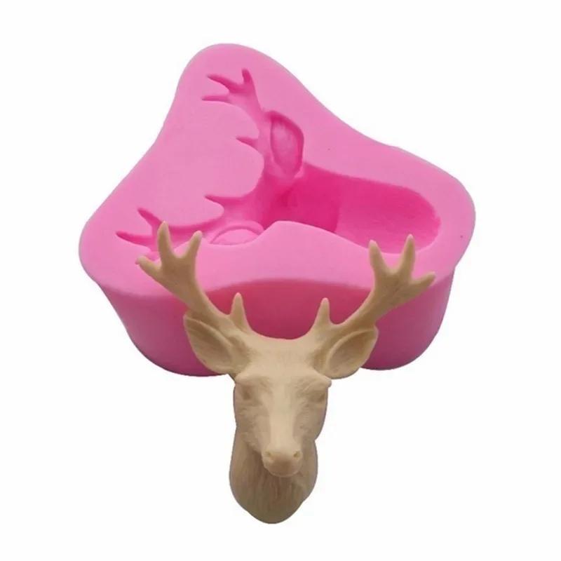 Elk Head Cake Mold Christmas Silicone Soap Candle Mold Xmas DIY Elk Dessert Cake Baking Tools