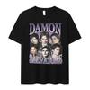 Hot Sale Damon Salvatore TV Drama Graphic Print T-shirt Men Women Retro Gothic Fashion Loose Casual Oversized Streetwear Harajuku Y2K Summer New Teee