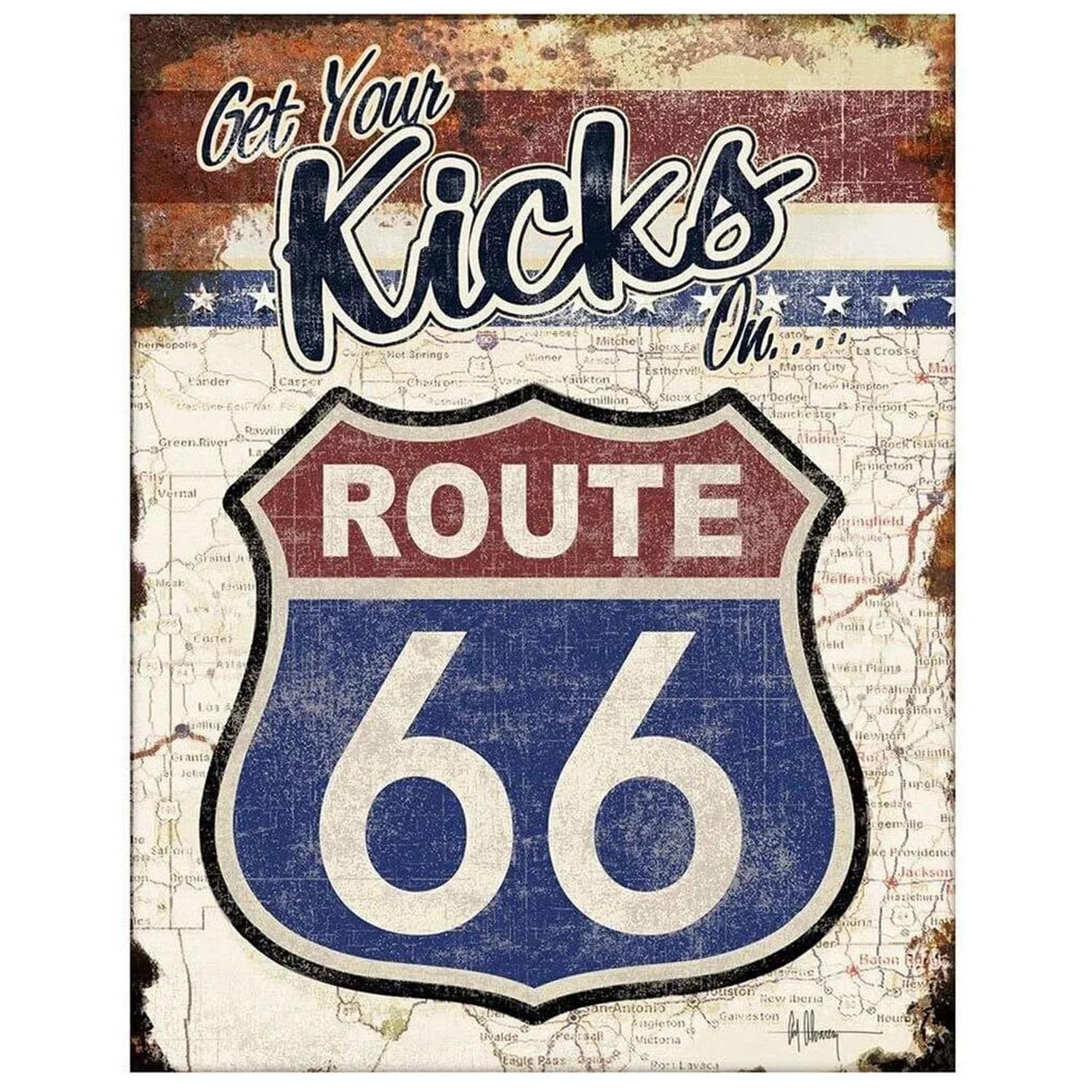 

Vintage Route Metal Tin Sign Set Retro Americas Main Street Wall Decor Historic Highway Art Plaque for Garage Man Cave 20x30cm（7.8x11.8inch）