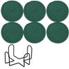 6Pcs Heat-resistant Woven Round  Coaster Set with Holder Tableware Mat Cup Coaster  Household