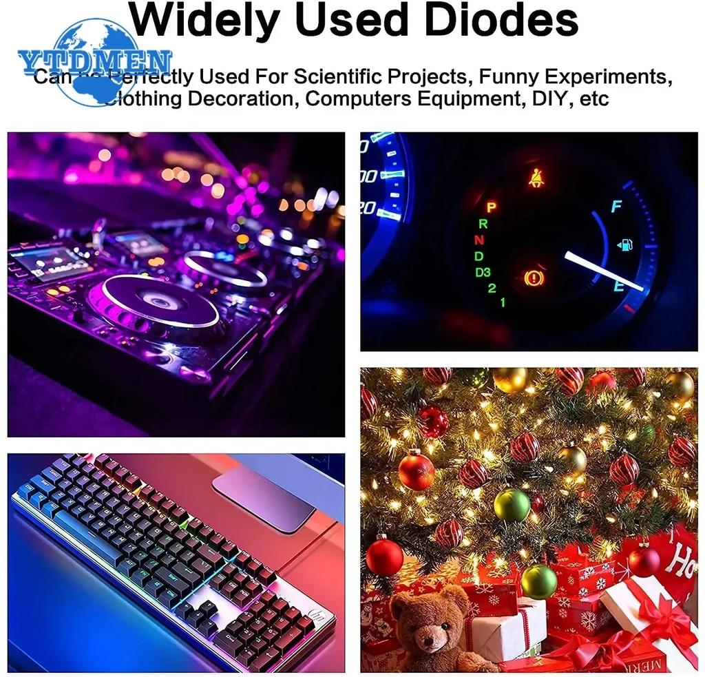 50/60/100PCS 5mm LED Diode White Yellow Red Green Blue Assorted Kit DIY LEDs Light Emitting Set Electronic Diy Kit