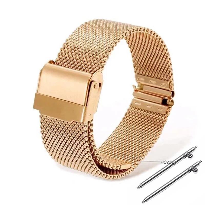 Milánský řemínek Univerzální kovový řemínek z nerezové oceli pro hodinky 12mm 14mm 16mm 18mm 20mm 22mm 24mm Pásek Černý Růžově zlatý Náramek