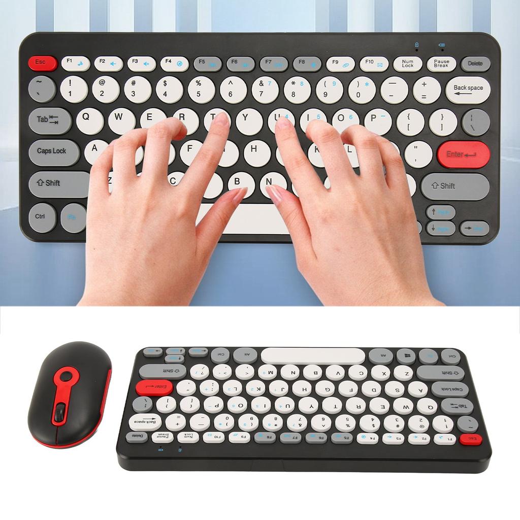 Wireless Keyboard Mouse Set Stylish Slim Round Keycaps Ergonomic 2.4G Keyboard Mouse Combo for Desktop PC Computer