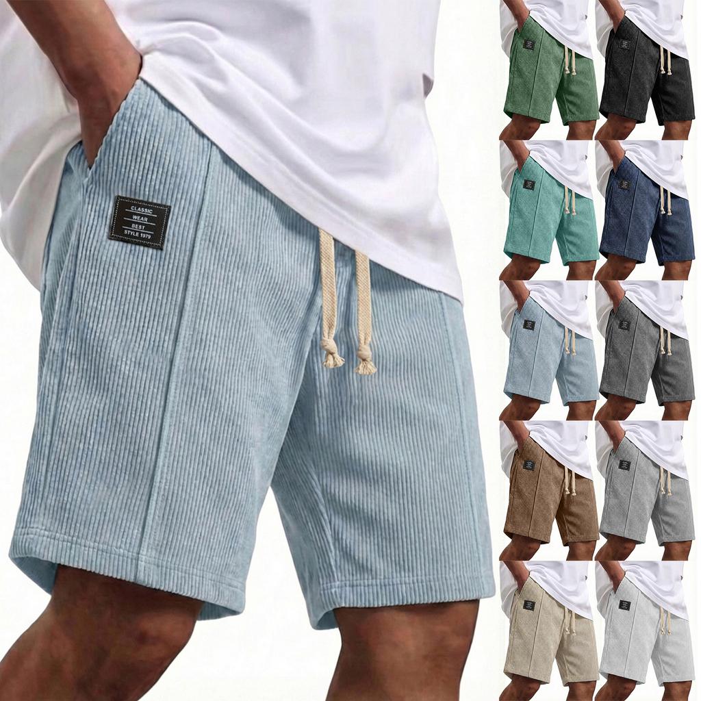 Men's Loose-fitting Casual Plain Corduroy Pants Men's Comfortable And Breathable Sports Shorts