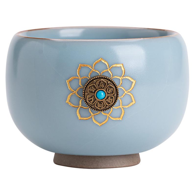 Lard Frost Turning Luck Master Cup Ru Kiln Tea Drinking Cup Crackle Glaze Large Size Personal Kung Fu Tea Set Ceramic Gift