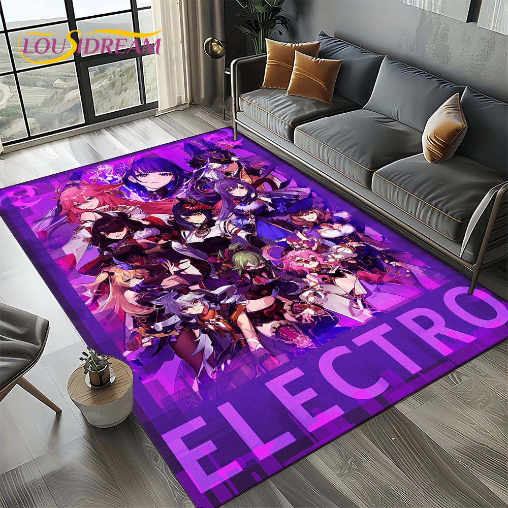 Nowy Dywanik Kreskówkowy Solo do Gier Genshin Impact do Salonu Sypialni Dekoracja Domowa Sofa, Mata Podłogowa Antypoślizgowa do Zabawy dla Dzieci