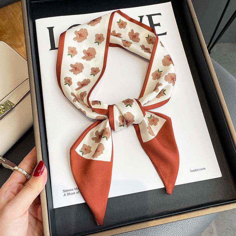 Langer, dünner Seidenschal für Damen, Haarband, Krawatte, Design-Print, Luxusmarke, Haarreifen-Accessoires, coole Mädchen-Schals, Sommer 2021