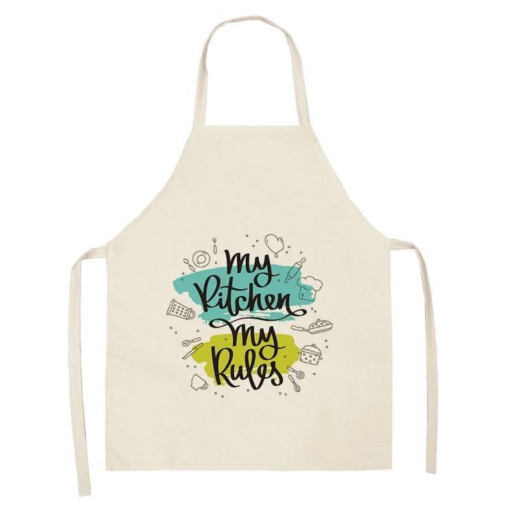 Cake Letters Women's  Kitchen Cotton Linen Apron Black Bib Household CleaningCooking