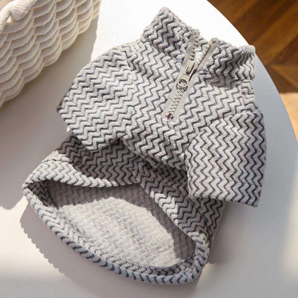 

Pet Cat Apparel Warm Dog Ripple Hoodies Soft Solid Color Pet Pullovers Comfortable with Zipper Dog Clothes Autumn Winter M сірий