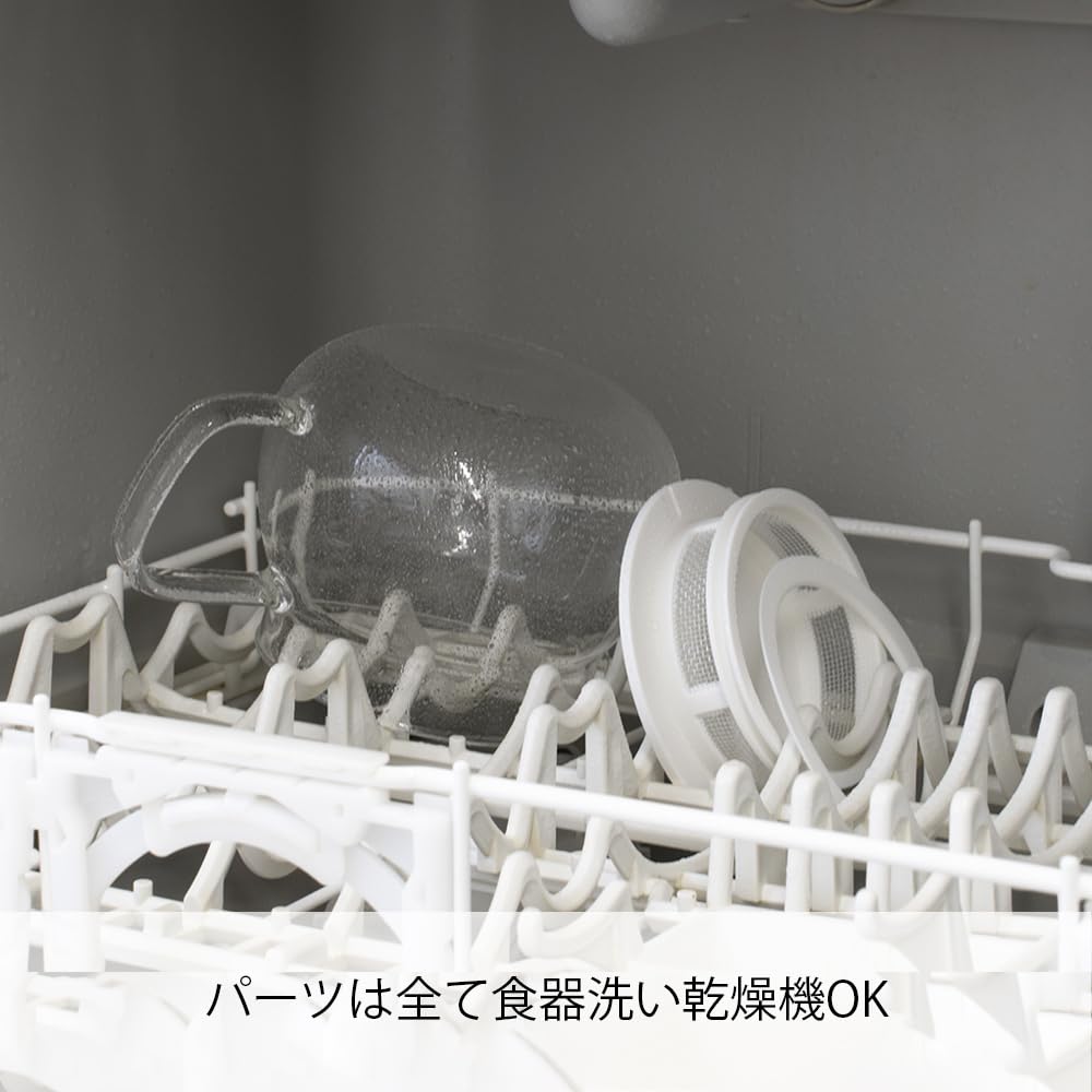 Hario Teapot 380mL Round Shape Allows Tea Leaves To Mesh Lid Microwave Made In Chanomaru, Capacity, Heat-resistant Glass, Expand, Filter, Safe, White,