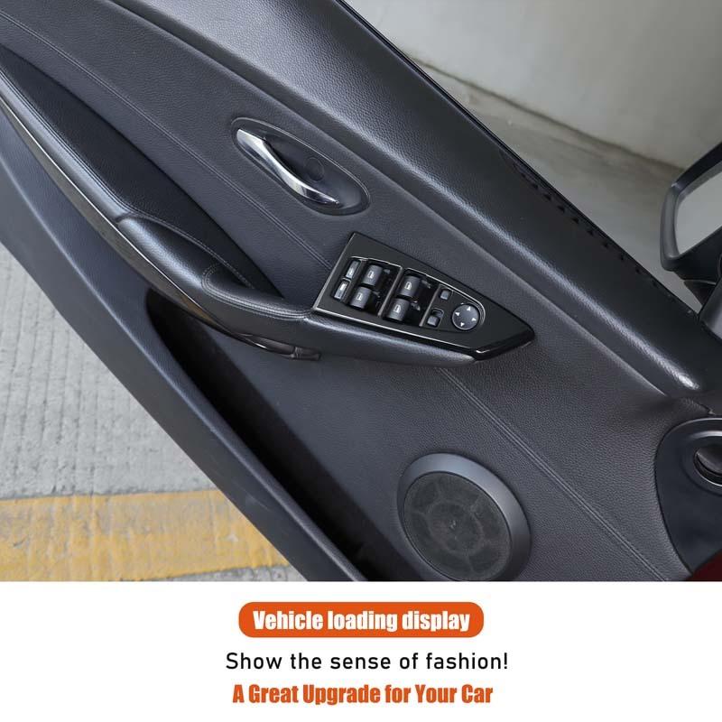 For BMW 6 Series E63 E64 2004-2009 ABS Carbon Fiber Car Door Window Lift Switch Button Frame Panel Trim Interior Car Accessories