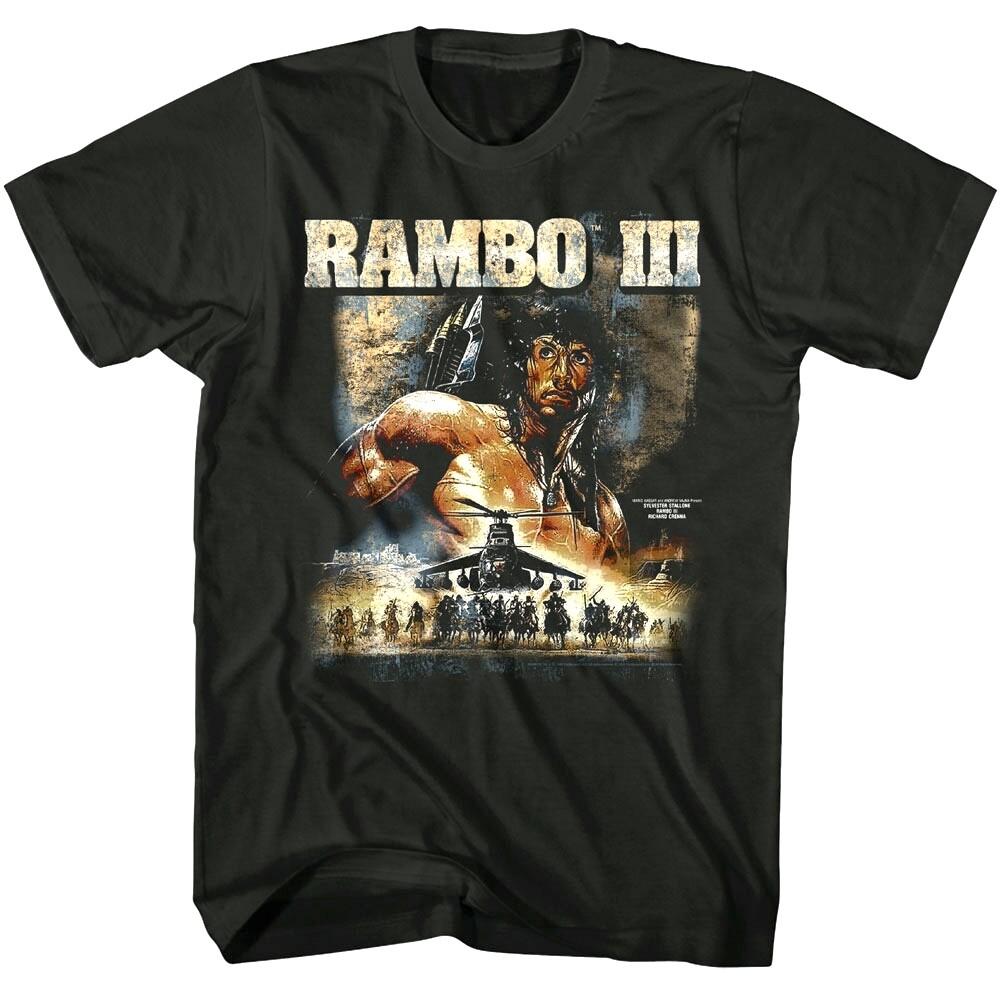 Rambo 3 Military Helicopter Poster Men T Shirt XXL