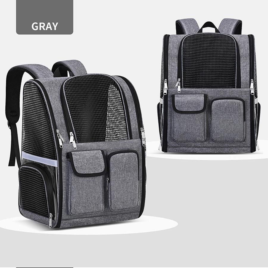 Oxford Fabric Foldable Pet Carrier Backpack Mesh Ventilated with Luggage Sleeve Pockets Travel Rucksack for Small Dogs Cats Hiki