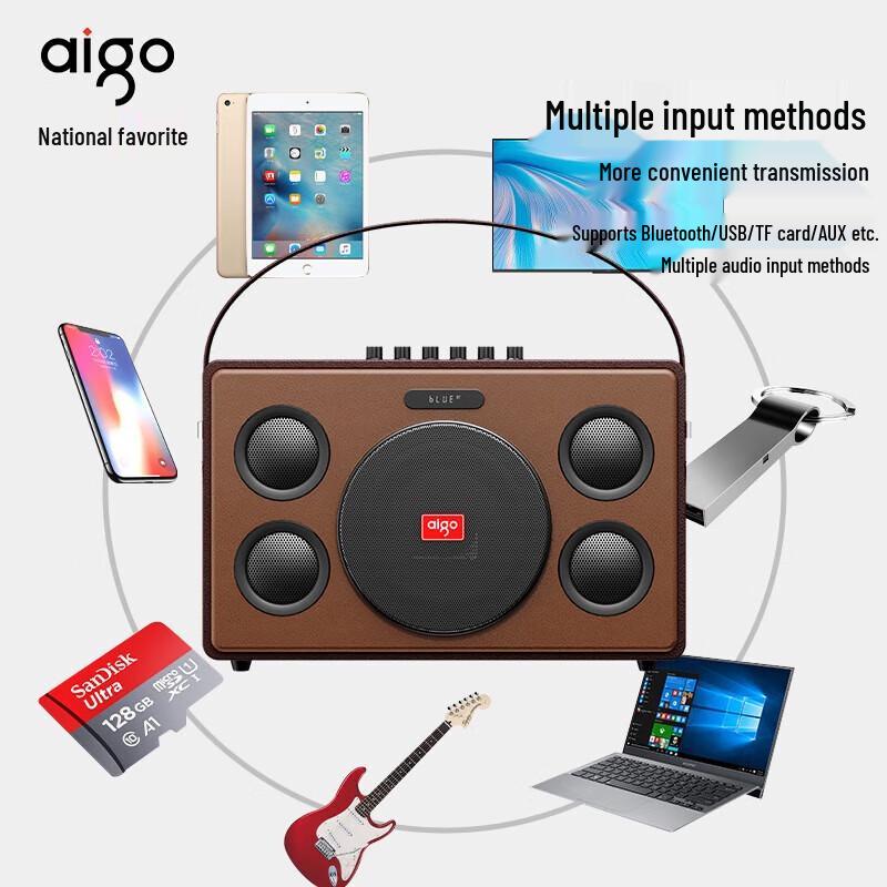 Aigo T190 Portable Outdoor KTV Bluetooth Speaker CN Plug (adapter Included)