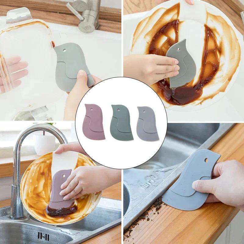Household Kitchen Multifunctional Soft Scraper Dirt and Grease Cleaning Tool Silicone Scraper To Clean Pots and Oil Stains