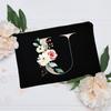 Borsa per il trucco floreale con alfabeto, damigella d'onore, damigella d'onore, festa, matrimonio, addio al nubilato, regalo, in tela, con cerniera, per cosmetici