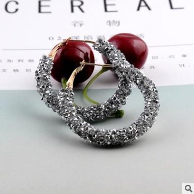 

Earrings Charm Feast Exaggerated Geometric Round Shiny Circle Frosted Crystal Big Earrings Fashion Jewelry Women s New Design серый