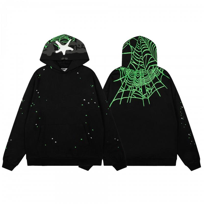 Mens Spider Web Graphic Hoodie High Street Loose Fit Long Sleeve Pullover Teens