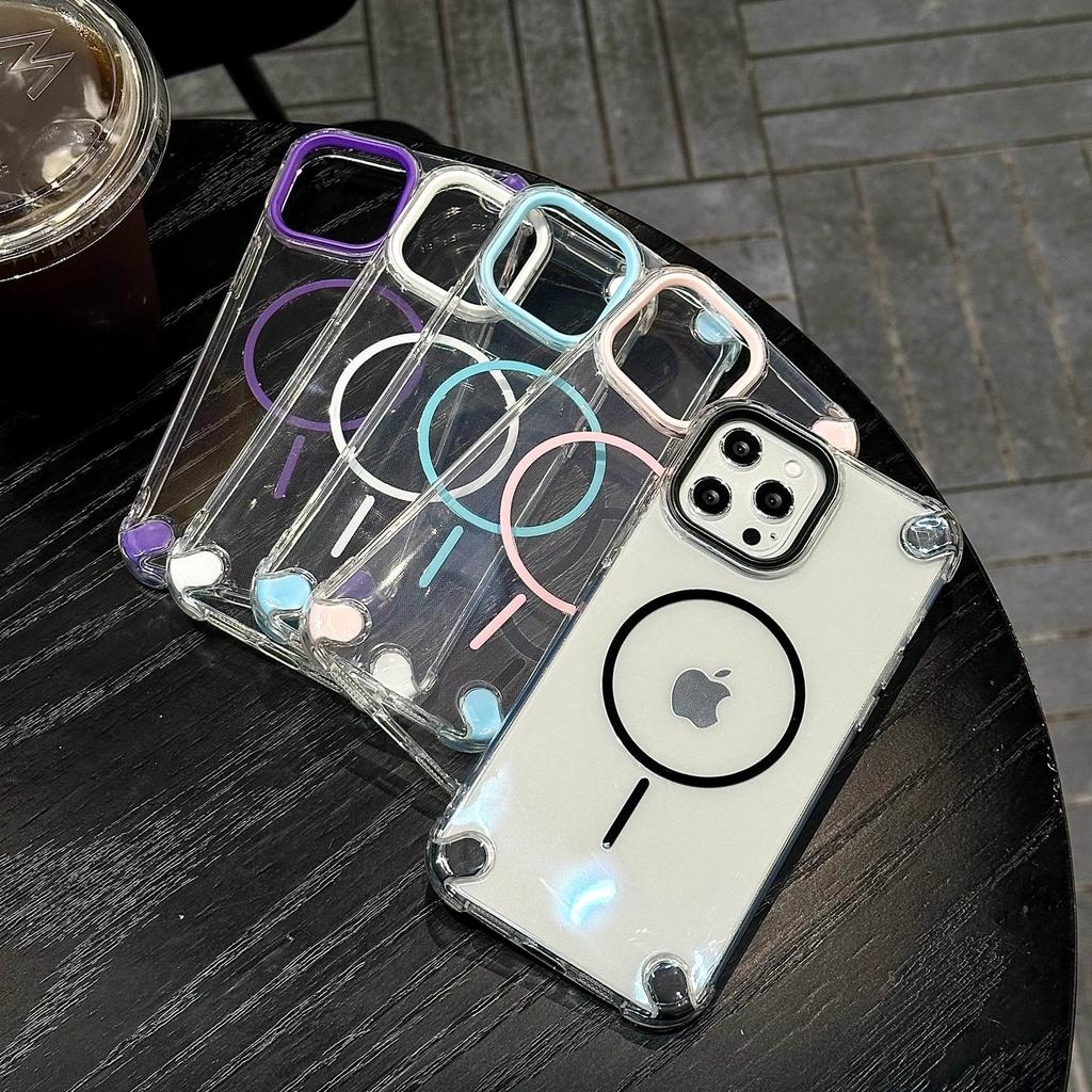 High-End Sense Einfach Transparent Magnetische Saugkraft Vier Ecken Fallschutz Weich für iPhone 16 Pro Max 15 Plus 14 Promax 13 12 11 Hülle