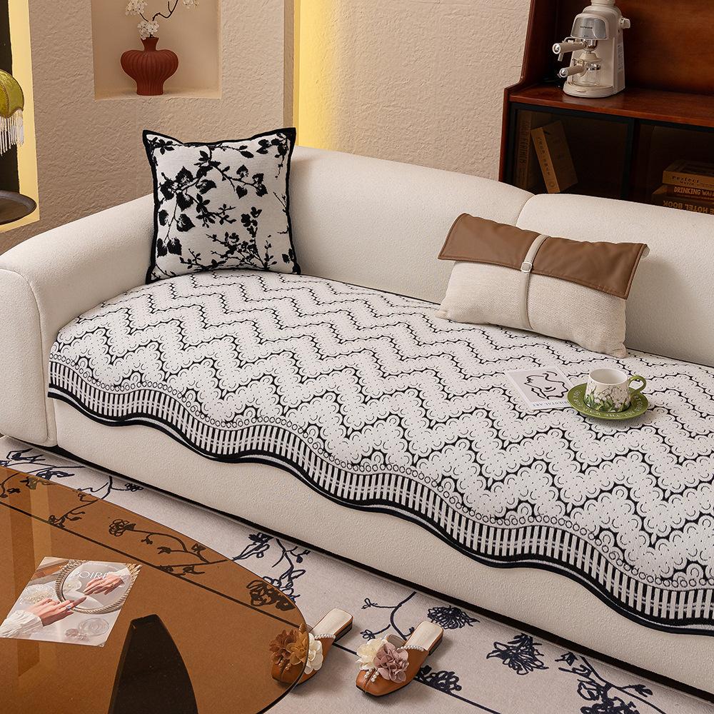 New Sofa Cushion Four Seasons Universal Chenille Fixed Non-Slip Seat Cushion Advanced Light Luxury Irregular Simple