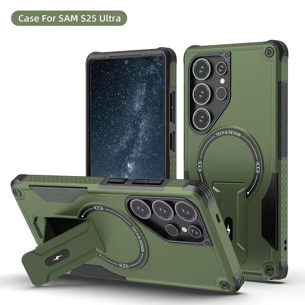 Armor Magnetic Case for Samsung Galaxy A56 A36 A26 A06 A05S A15 A14 5G4G S25Ultra Plus Magsafe Wireless Charge WIth holder Cover