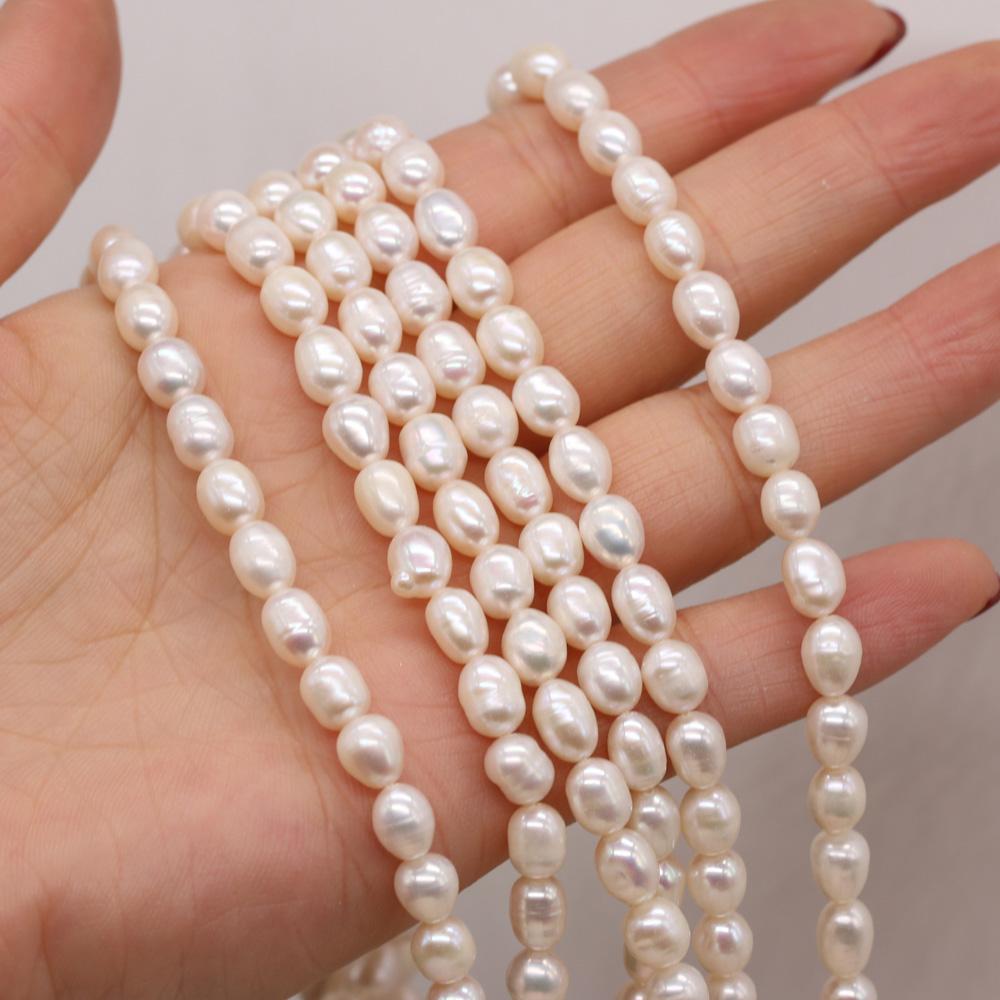 

1String, 6-7mm White Natural Freshwater Pearls, Handmade Rice-shaped Pearl Beads for Jewelry Making DIY Necklace Bracelet Accessories 36cm 1String/6-7mm-36cm белый