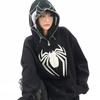 Women Men American Retro Spider Hooded Sweater Zipper Cardigan Loose Jacket