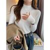 Sweater Women Solid Autumn Winter Mid Neck Basic Pullover Soft Half High Collar Long Sleeve Knit Pullovers Tops