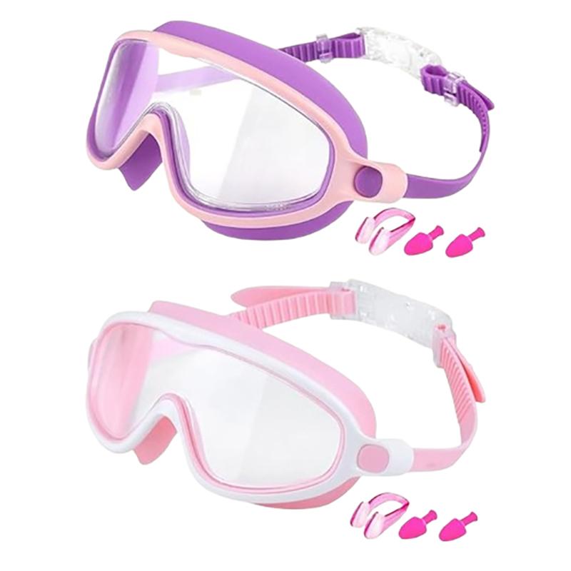2 Pack Kids Swim Goggles For 3-15 Uv Protection Anti-Fog Pool Water Swimming Goggles For Boys Girls Youth Toddler