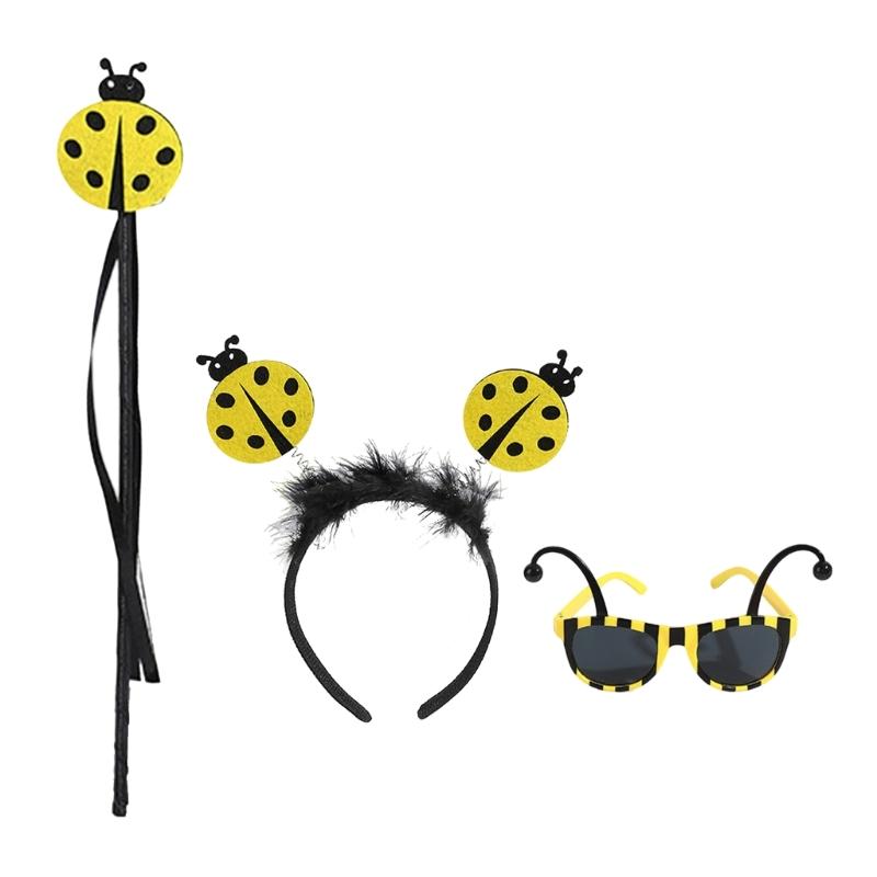 Lady Bugs Costume Accessories,Lady Bugs Costume Lady Bugs Glasses Lady Bugs Headband Fairys Wand for Halloween Dress up Cosplay
