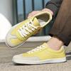 Fashion Men Leather Casual Shoes Round Toe Flat Skate Shoes Street Breathable Lace-up Sneaker