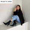 Black Women Ankle Boots Woman Thin High Heel Fashion Pointed Toe Zipper Winter Women's Shoes Leather White Short Booties