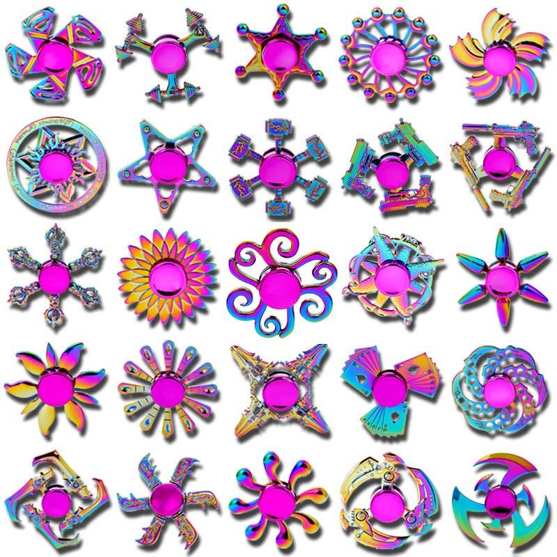 New Colorful Rainbow Alloy Fingertip Gyro Decompression Creativity Finger Spinners Hand Fidget Small Toys