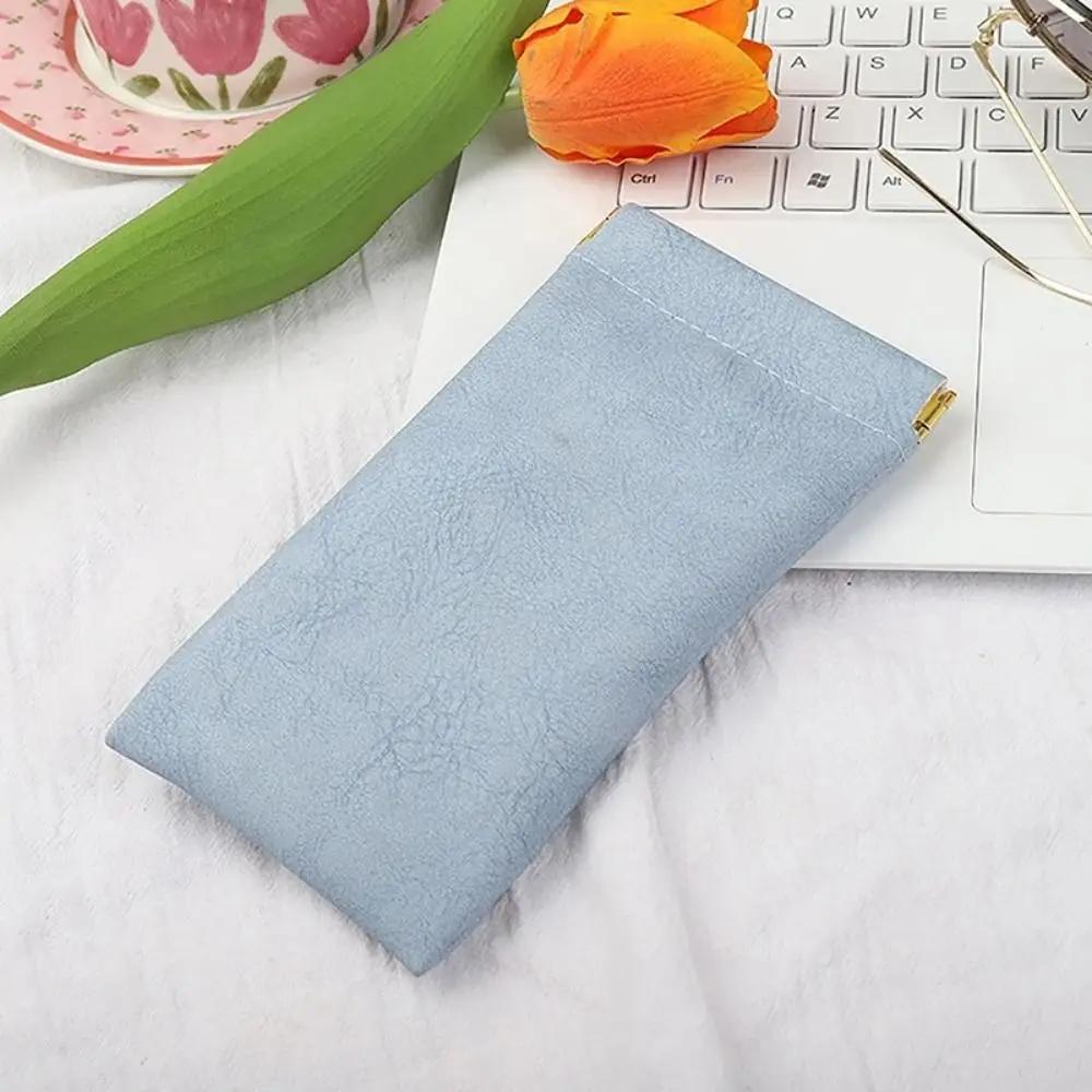 2PC 4 Color Soft PU Leather Sunglasses Glasses Bag Reading Case Sun Glasses Pouch Unisex Simple Eyewear Storage Bags Accessories