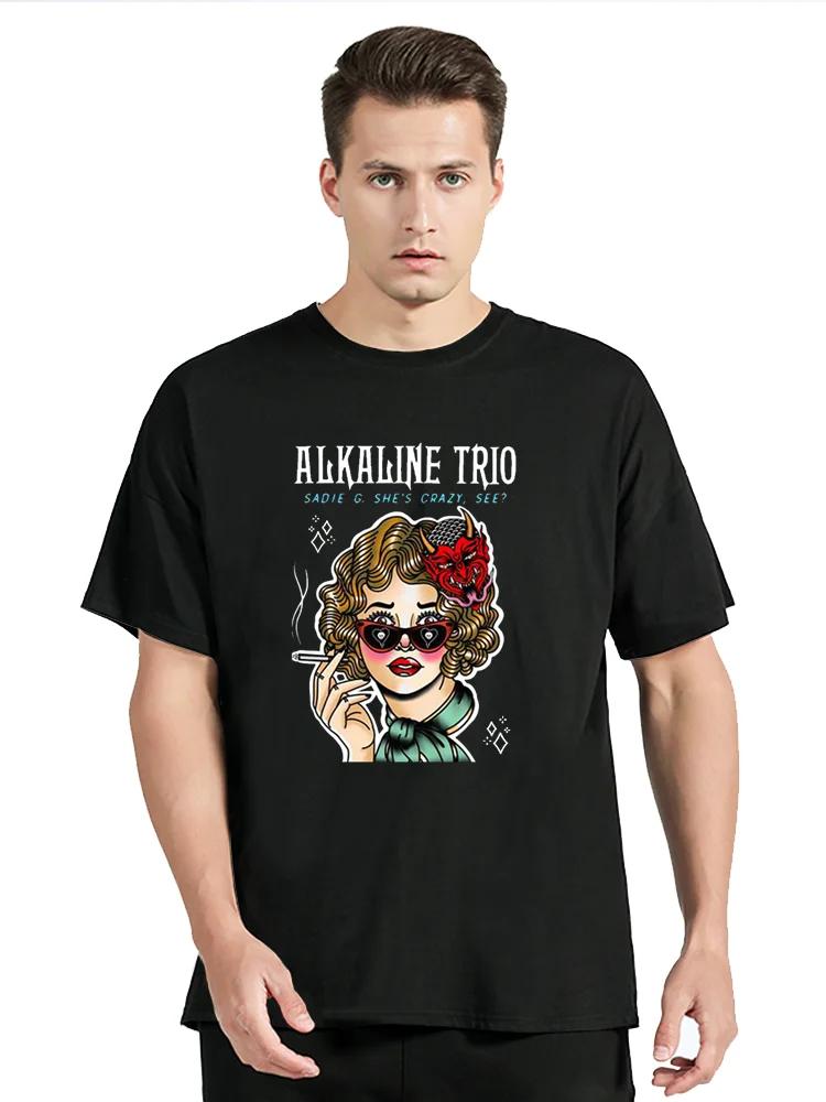 New Cotton T-Shirt Men Alkaline Trio With Black Top Klassisch Heartskull Casual Top TShirt Clothing Oversized Tees
