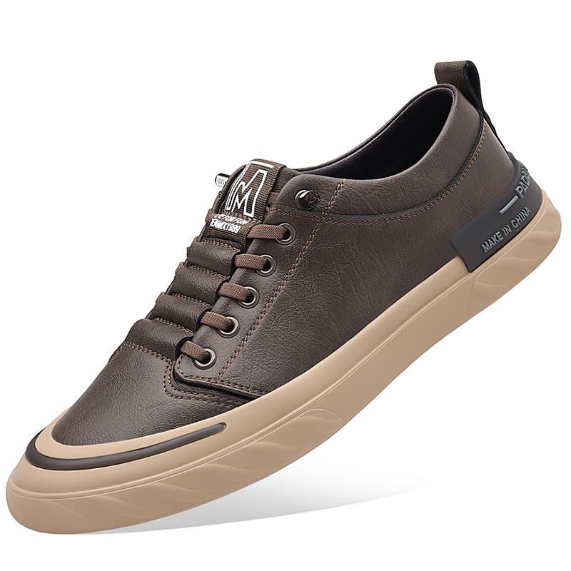 

2024 Новое поступление дышащие мужские туфли на плоской подошве без застежек повседневные кожаные вулканизированные туфли дизайнерские мужские кроссовки трендовая спортивная обувь для мужчин 44 хаки