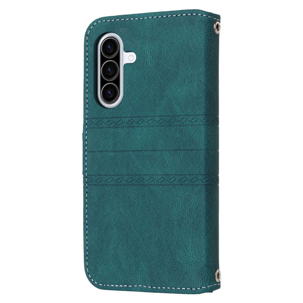 For Samsung Galaxy A17 5G/A26 5G Case Wallet Skin-Touch Leather Imprinted Phone Cover with Wrist Strap