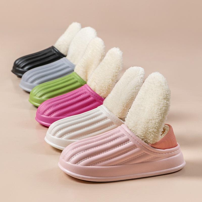 Thickened Couple Cotton Slippers Women's Winter Home Warm Bag and Cotton Shoes Light and Comfortable Plush Confinement Shoes