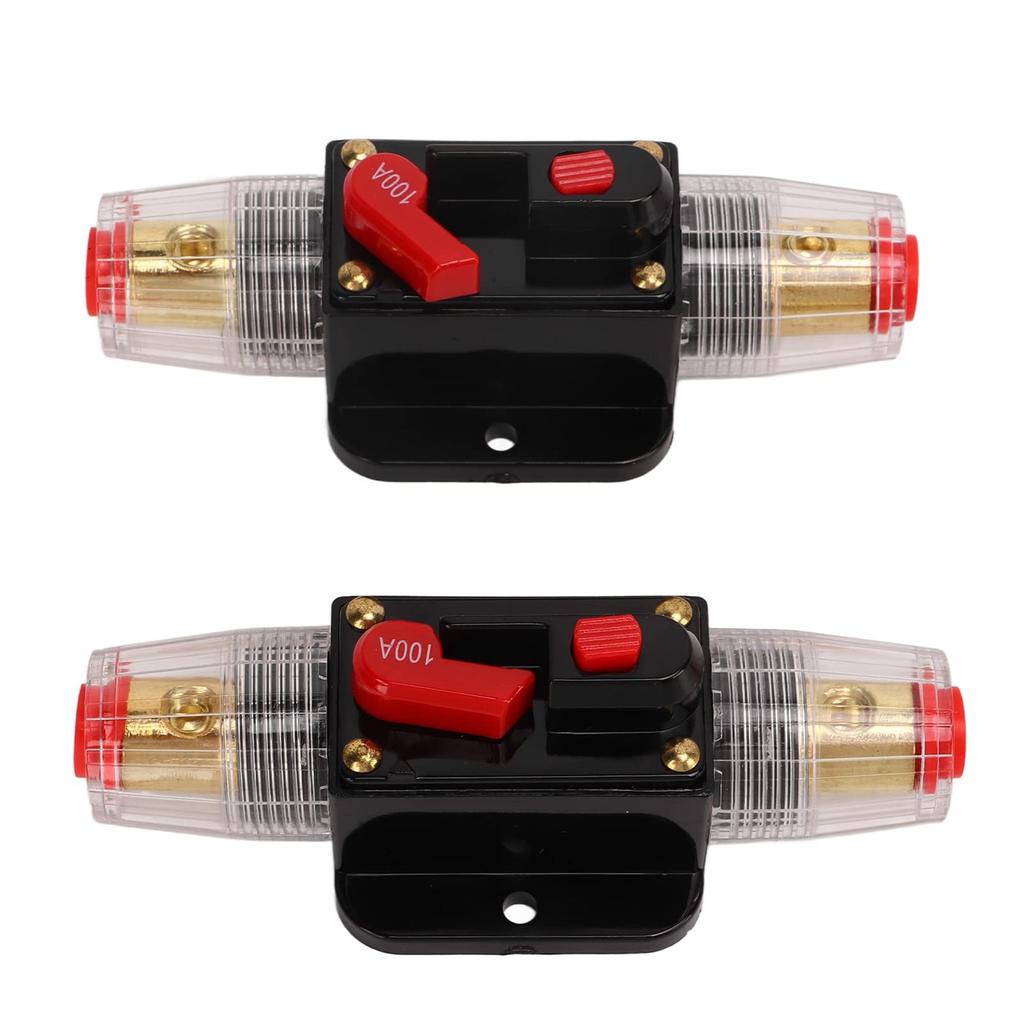 12 24V Inline Circuit Breaker, Lugs with Manual Reset Fuse Holder, Heat Shrink