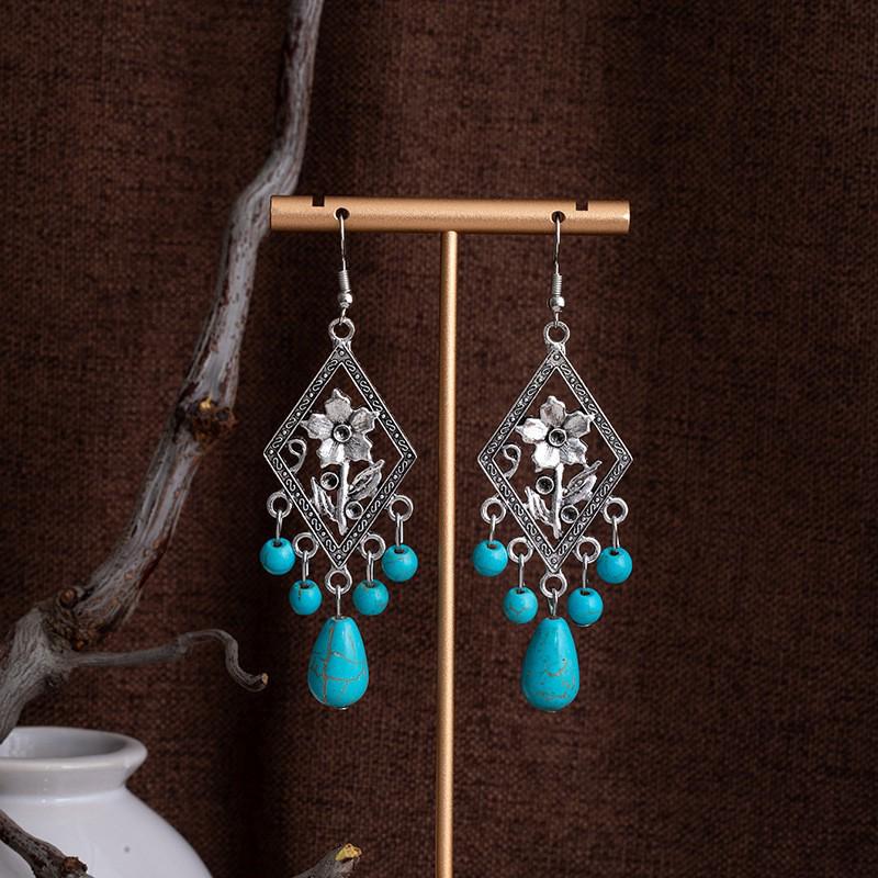 Tibetan Ethnic Bohemian Tassel Turquoise Earrings