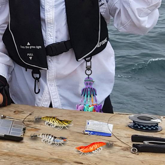 6Pcs/Set Fishing Squid Hook Cover Portable Squid Jig Hook Protector with Carabiner Fishing Jig Lure Protective Case Caps Bonnets Fishing Accessories